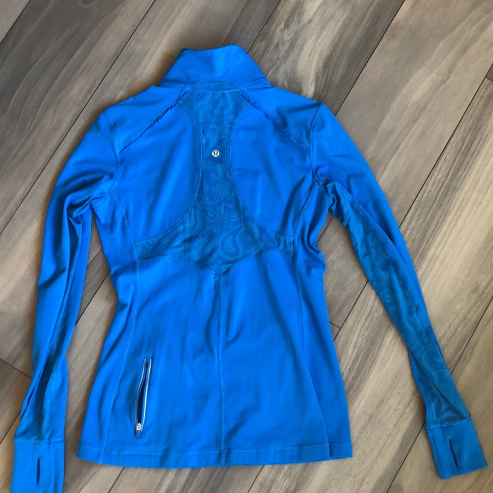 RARE Lululemon 10 Star Runner 1/2 Zip L/S Cornflower Blue RULU Ruffles Mesh - Picture 3 of 16